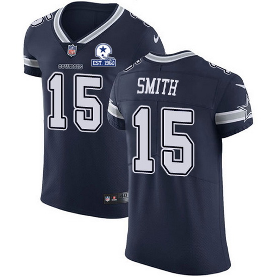 Nike Cowboys 15 Devin Smith Navy Blue Team Color Men Stitched With Established In 1960 Patch NFL Vap