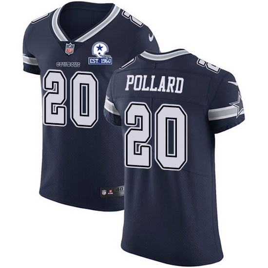 Nike Cowboys 20 Tony Pollard Navy Blue Team Color Men Stitched With Established In 1960 Patch NFL Va