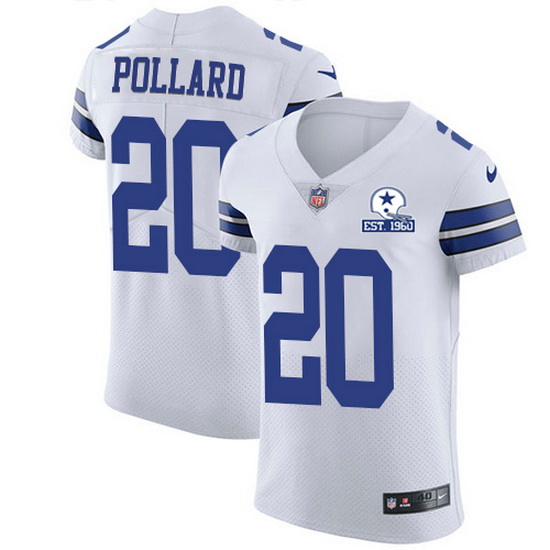 Nike Cowboys 20 Tony Pollard White Men Stitched With Established