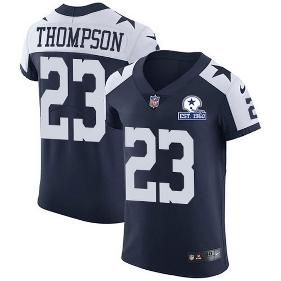 Nike Cowboys 23 Darian Thompson Navy Blue Thanksgiving Men Stitched With Established In 1960 Patch N