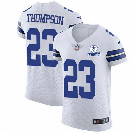 Nike Cowboys 23 Darian Thompson White Men Stitched With Established In 1960 Patch NFL New Elite Jers