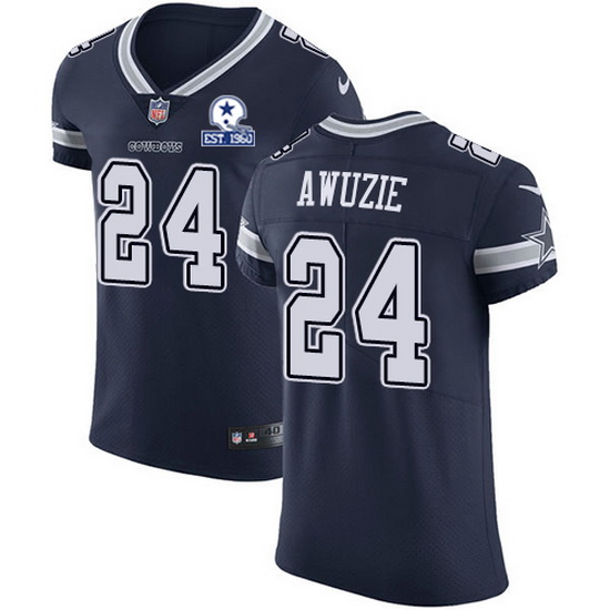 Nike Cowboys 24 Chidobe Awuzie Navy Blue Team Color Men Stitched With Established In 1960 Patch NFL 