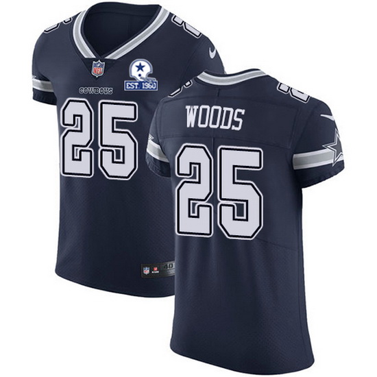 Nike Cowboys 25 Xavier Woods Navy Blue Team Color Men Stitched With Established In 1960 Patch NFL Va