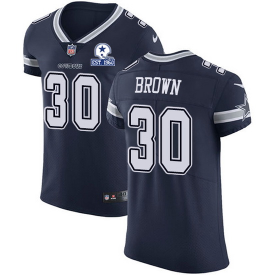 Nike Cowboys 30 Anthony Brown Navy Blue Team Color Men Stitched With Established In 1960 Patch NFL V