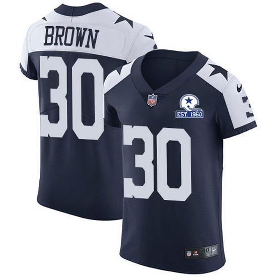 Nike Cowboys 30 Anthony Brown Navy Blue Thanksgiving Men Stitched With Established In 1960 Patch NFL