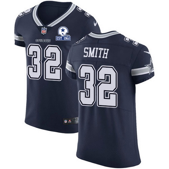 Nike Cowboys 32 Saivion Smith Navy Blue Team Color Men Stitched With Established In 1960 Patch NFL V