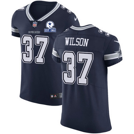 Nike Cowboys 37 Donovan Wilson Navy Blue Team Color Men Stitched With Established In 1960 Patch NFL 