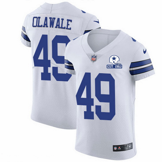 Nike Cowboys 49 Jamize Olawale White Men Stitched With Established In 1960 Patch NFL New Elite Jerse