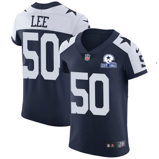 Nike Cowboys 50 Sean Lee Navy Blue Thanksgiving Men Stitched With Established In 1960 Patch NFL Vapo