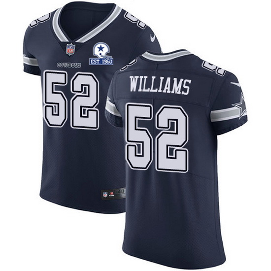 Nike Cowboys 52 Connor Williams Navy Blue Team Color Men Stitched With Established In 1960 Patch NFL