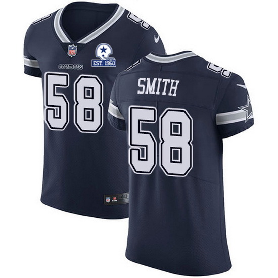 Nike Cowboys 58 Aldon Smith Navy Blue Team Color Men Stitched With Established In 1960 Patch NFL Vap