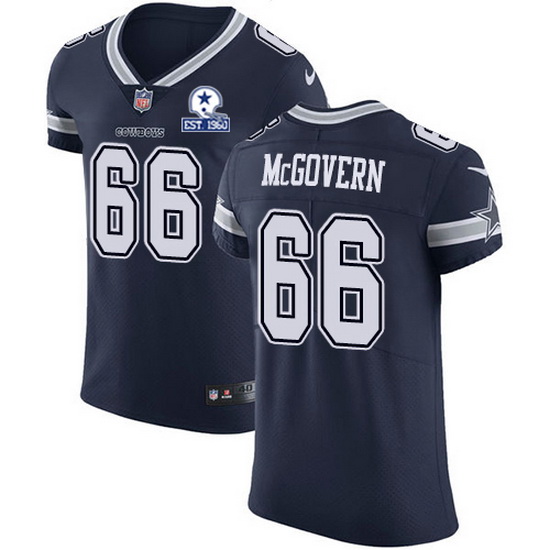 Nike Cowboys 66 Connor McGovern Navy Blue Team Color Men Stitched With Established In 1960 Patch NFL