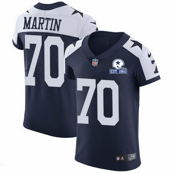 Nike Cowboys 70 Zack Martin Navy Blue Thanksgiving Men Stitched With Established In 1960 Patch NFL V