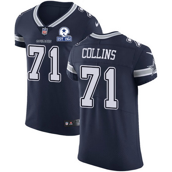 Nike Cowboys 71 La 27el Collins Navy Blue Team Color Men Stitched With Established In 1960 Patch NFL