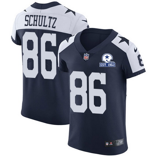 Nike Cowboys 86 Dalton Schultz Navy Blue Thanksgiving Men Stitched With Established In 1960 Patch NF