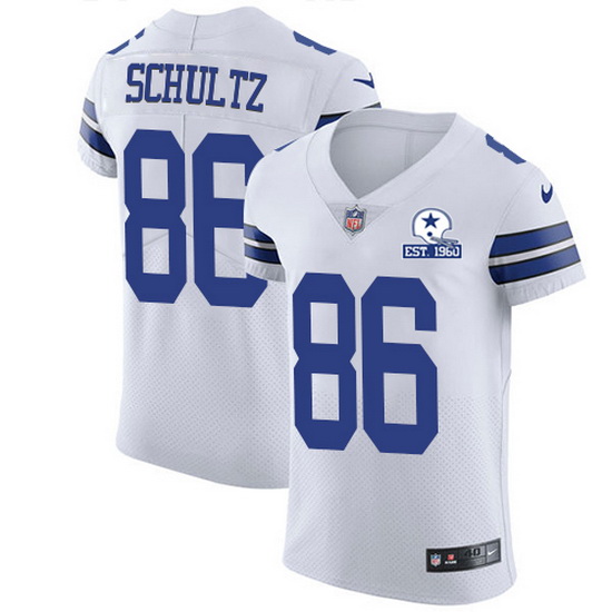 Nike Cowboys 86 Dalton Schultz White Men Stitched With Established In 1960 Patch NFL New Elite Jerse