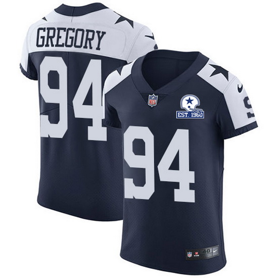 Nike Cowboys 94 Randy Gregory Navy Blue Thanksgiving Men Stitched With Established In 1960 Patch NFL