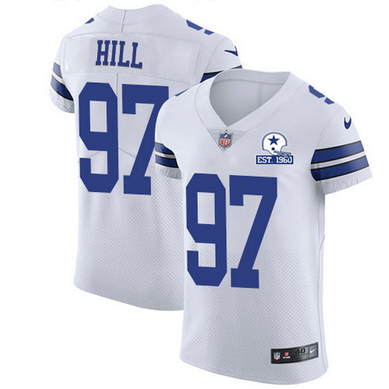 Nike Cowboys 97 Trysten Hill White Men Stitched With Established In 1960 Patch NFL New Elite Jersey