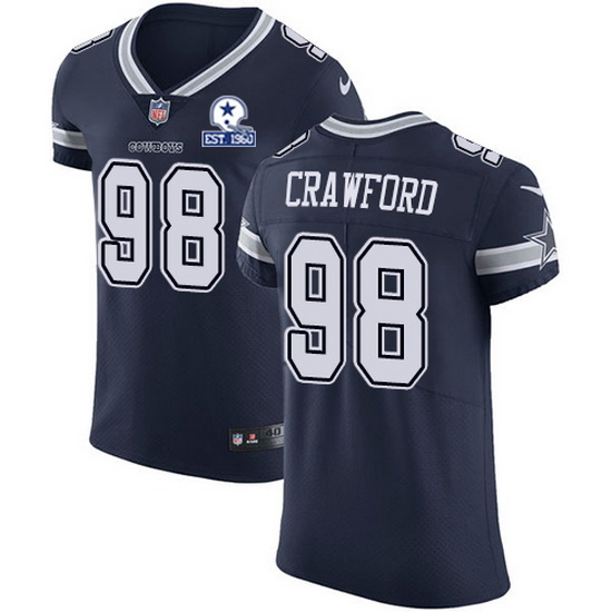 Nike Cowboys 98 Tyrone Crawford Navy Blue Team Color Men Stitche