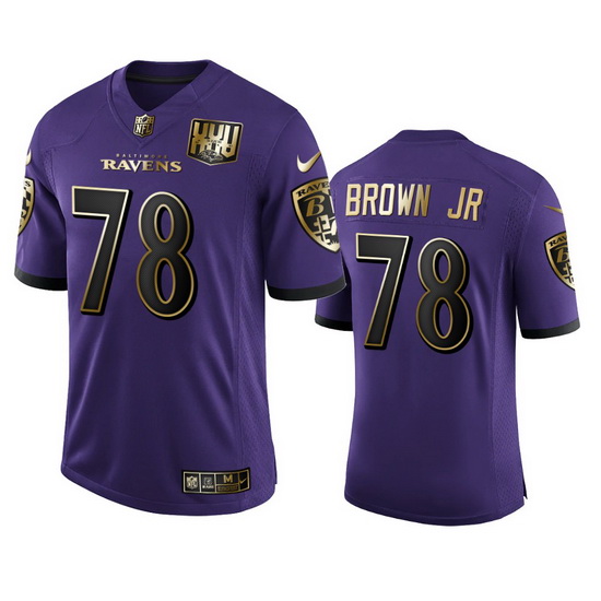Baltimore Ravens 78 Orlando Brown Jr  Men Nike Purple Team 25th Season Golden Limited NFL Jersey