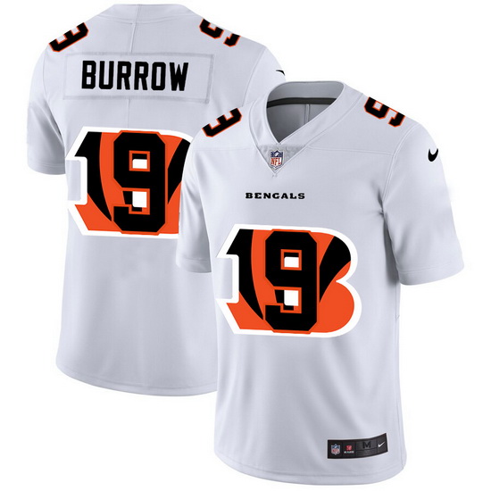 Nike Bengals 9 Joe Burrow White Shadow Logo Limited Jersey