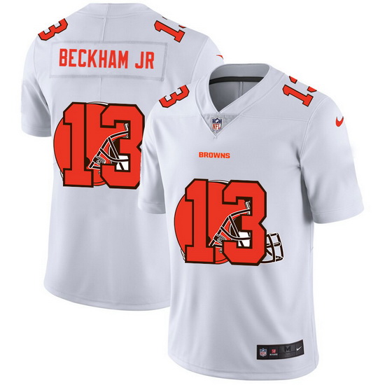 Cleveland Browns 13 Odell Beckham Jr  White Men Nike Team Logo Dual Overlap Limited NFL Jersey