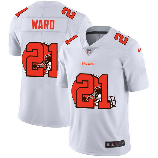 Cleveland Browns 21 Denzel Ward White Men Nike Team Logo Dual Ov