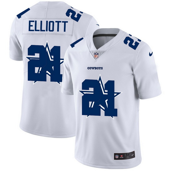 Dallas Cowboys 21 Ezekiel Elliott White Men Nike Team Logo Dual 
