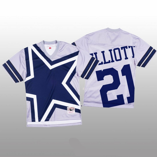 NFL Dallas Cowboys 21 Ezekiel Elliott White Men Mitchell  26 Nell Big Face Fashion Limited NFL Jerse