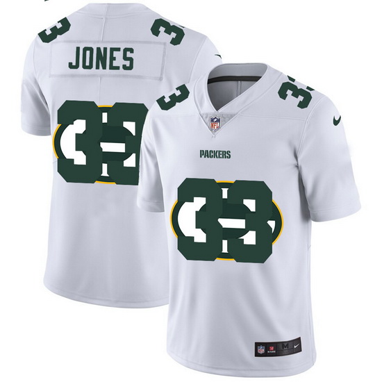 Green Bay Packers 33 Aaron Jones White Men Nike Team Logo Dual O