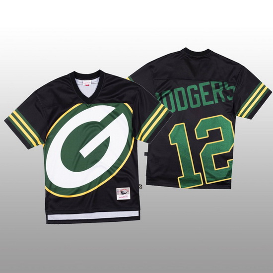 NFL Green Bay Packers 12 Aaron Rodgers Black Men Mitchell  26 Nell Big Face Fashion Limited NFL Jers