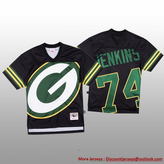 NFL Green Bay Packers 74 Elgton Jenkins Black Men Mitchell  26 Nell Big Face Fashion Limited NFL Jer