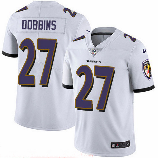 Nike Ravens 27 J K  Dobbins White Men Stitched NFL Vapor Untouchable Limited Jersey