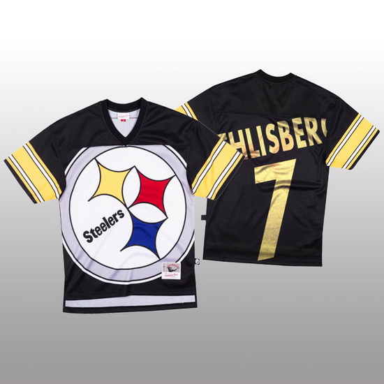 NFL Pittsburgh Steelers 7 Ben Roethlisberger Black Men Mitchell  26 Nell Big Face Fashion Limited NF