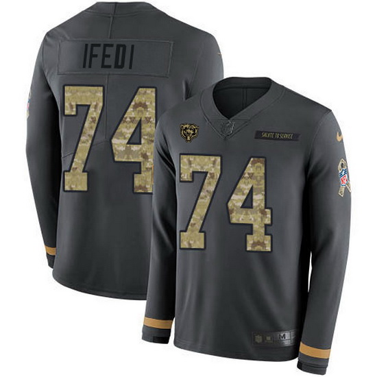 Nike Bears 74 Germain Ifedi Anthracite Salute to Service Men Stitched NFL Limited Therma Long Sleeve