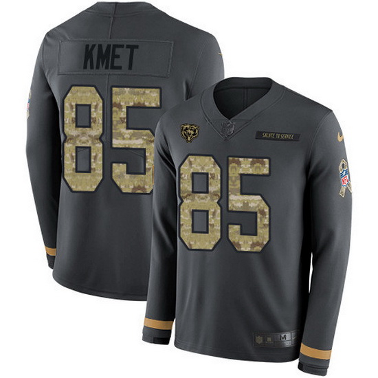 Nike Bears 85 Cole Kmet Anthracite Salute to Service Men Stitched NFL Limited Therma Long Sleeve Jer