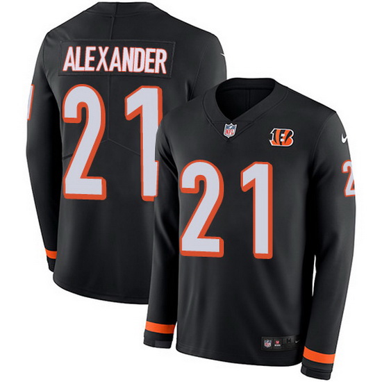 Nike Bengals 21 Mackensie Alexander Black Team Color Men Stitched NFL Limited Therma Long Sleeve Jer