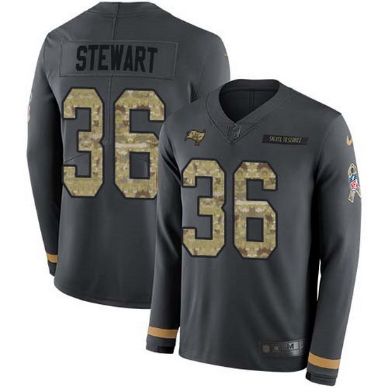 Nike Buccaneers 36 M J  Stewart Anthracite Salute to Service Men Stitched NFL Limited Therma Long Sl