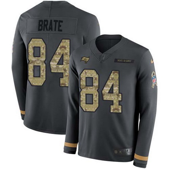 Nike Buccaneers 84 Cameron Brate Anthracite Salute to Service Men Stitched NFL Limited Therma Long S