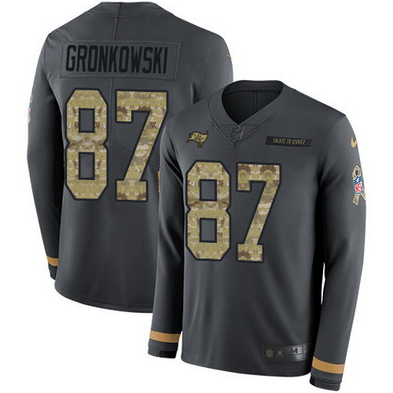 Nike Buccaneers 87 Rob Gronkowski Anthracite Salute to Service Men Stitched NFL Limited Therma Long 