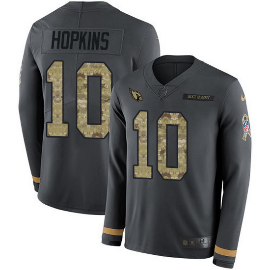 Nike Cardinals 10 DeAndre Hopkins Anthracite Salute to Service Men Stitched NFL Limited Therma Long 