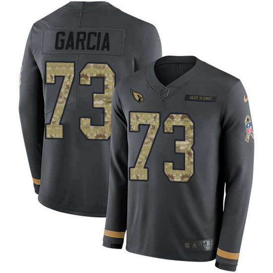 Nike Cardinals 73 Max Garcia Anthracite Salute to Service Men Stitched NFL Limited Therma Long Sleev