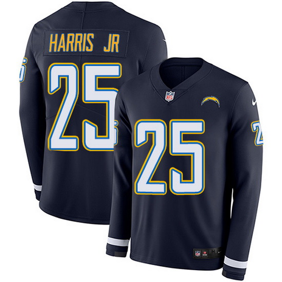 Nike Chargers 25 Chris Harris Jr Navy Blue Team Color Men Stitched NFL Limited Therma Long Sleeve Je