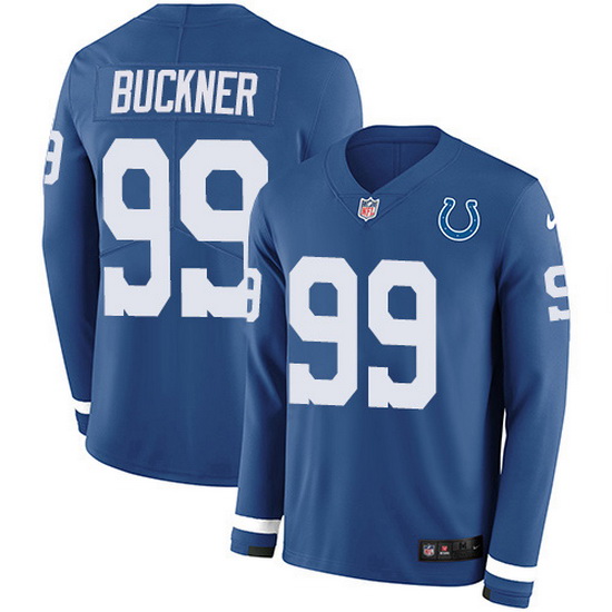 Nike Colts 99 DeForest Buckner Royal Blue Team Color Men Stitched NFL Limited Therma Long Sleeve Jer