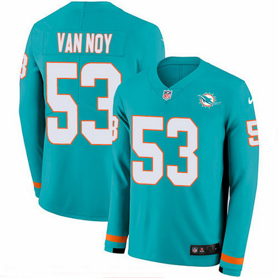 Nike Dolphins 53 Kyle Van Noy Aqua Green Team Color Men Stitched NFL Limited Therma Long Sleeve Jers