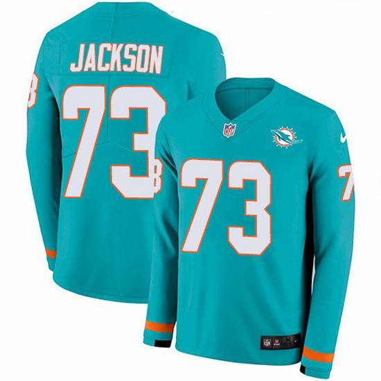 Nike Dolphins 73 Austin Jackson Aqua Green Team Color Men Stitched NFL Limited Therma Long Sleeve Je