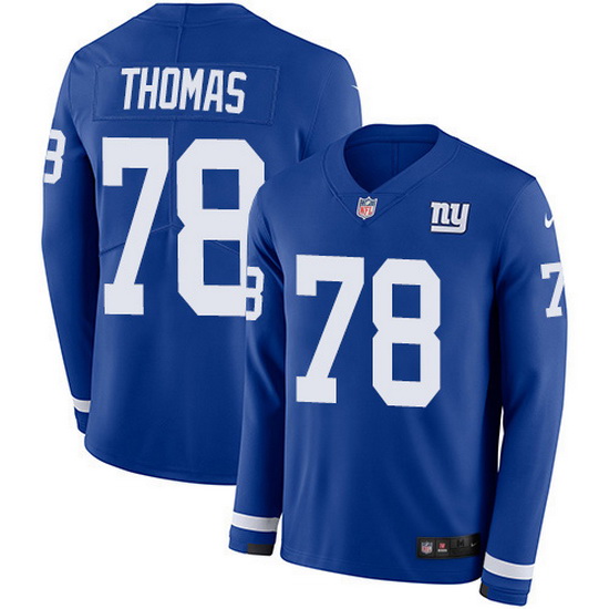 Nike Giants 78 Andrew Thomas Royal Blue Team Color Men Stitched NFL Limited Therma Long Sleeve Jerse