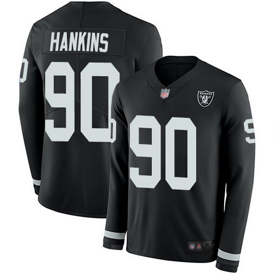 Nike Raiders 90 Johnathan Hankins Black Team Color Men Stitched NFL Limited Therma Long Sleeve Jerse