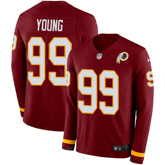 Nike Redskins 99 Chase Young Burgundy Red Team Color Men Stitched NFL Limited Therma Long Sleeve Jer