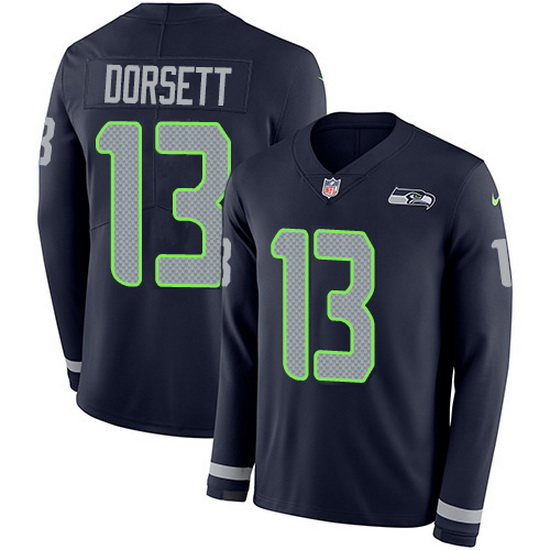 Nike Seahawks 13 Phillip Dorsett Steel Blue Team Color Men Stitched NFL Limited Therma Long Sleeve J